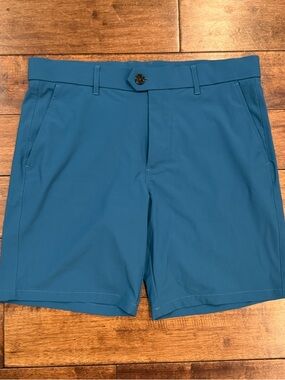 Greyson Golf Montauk Shorts Mens 32 Turquoise Performance Flat Front Stretch 8”